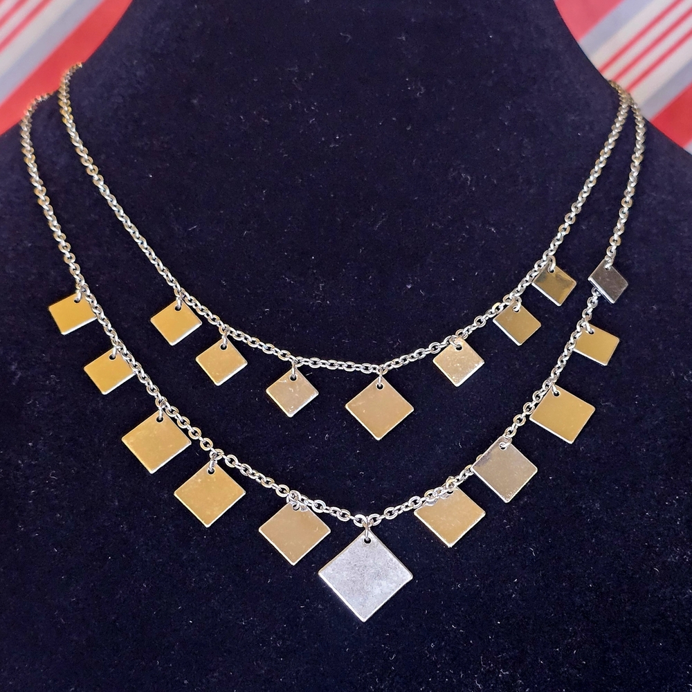 Express Silver Square Charm Necklace - image 3